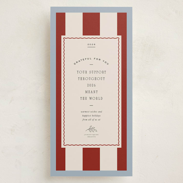 "Framed Candy Stripe" - Holiday Cards in Santa Suit by Blustery August - Front