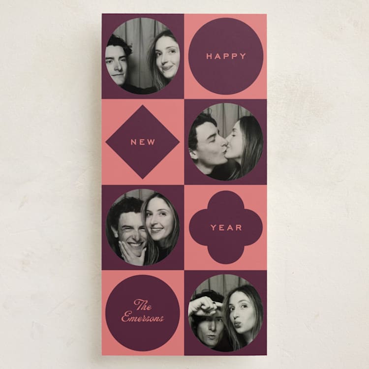 "Retro Geometric New Year" - Holiday Cards in Mulled Wine by Camille Pearson - Front