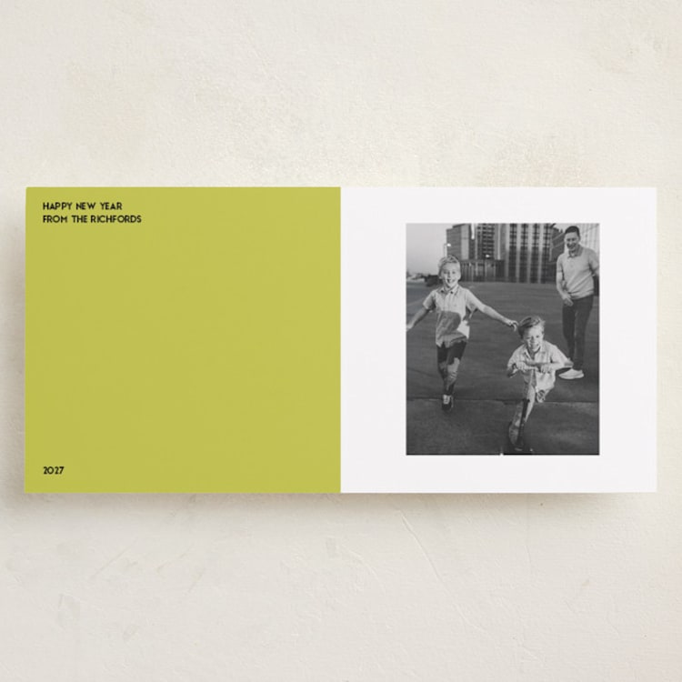 "block" - Holiday Cards in Chartreuse by Studio Suku - Front