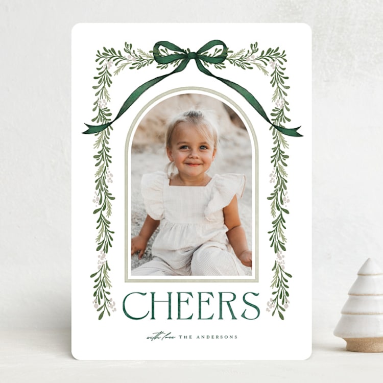 "Joyful-Bow" - Holiday Cards in Leaf by BR Designs - Front