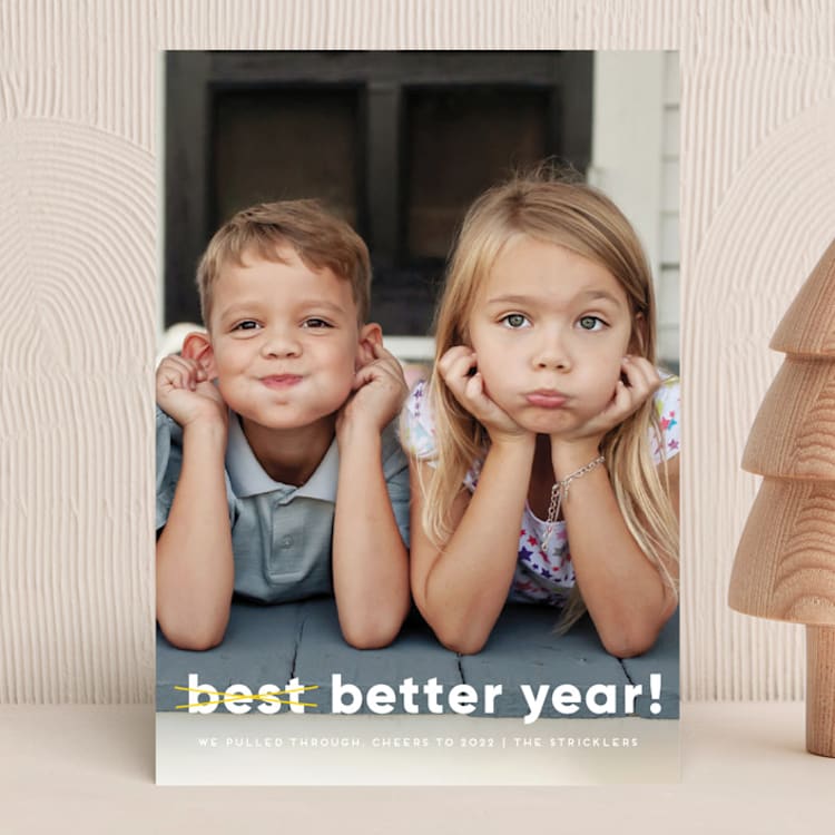 "Better Year" - Holiday Cards in Snow by Erica Krystek - Front