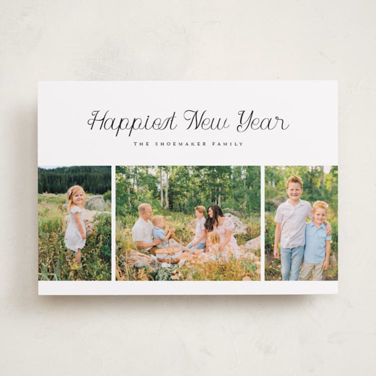 "Happiest Script" - Holiday Cards in Coal by Angela Garrick - Front
