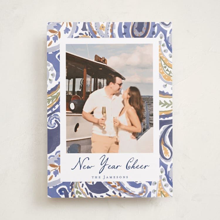 "painterly paisley" - Holiday Cards in Marine by Rebecca Durflinger - Front