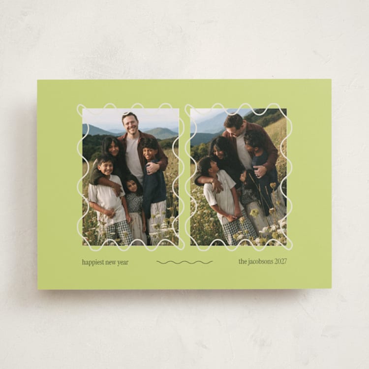 "Squiggle Giggle" - Holiday Cards in Lime by Hattie and Jane - Front