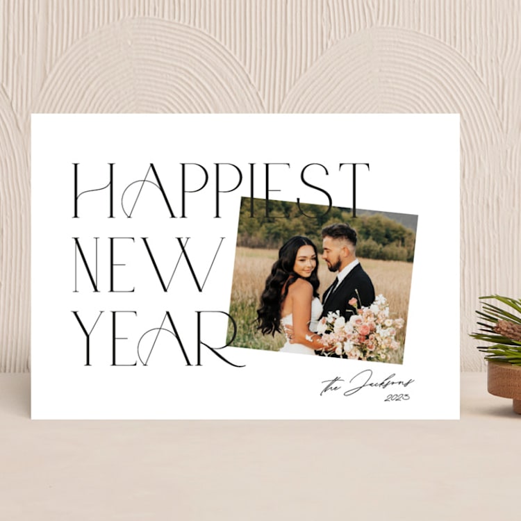 "Happiest Year" - Holiday Cards in Snow by Louise Kay - Front