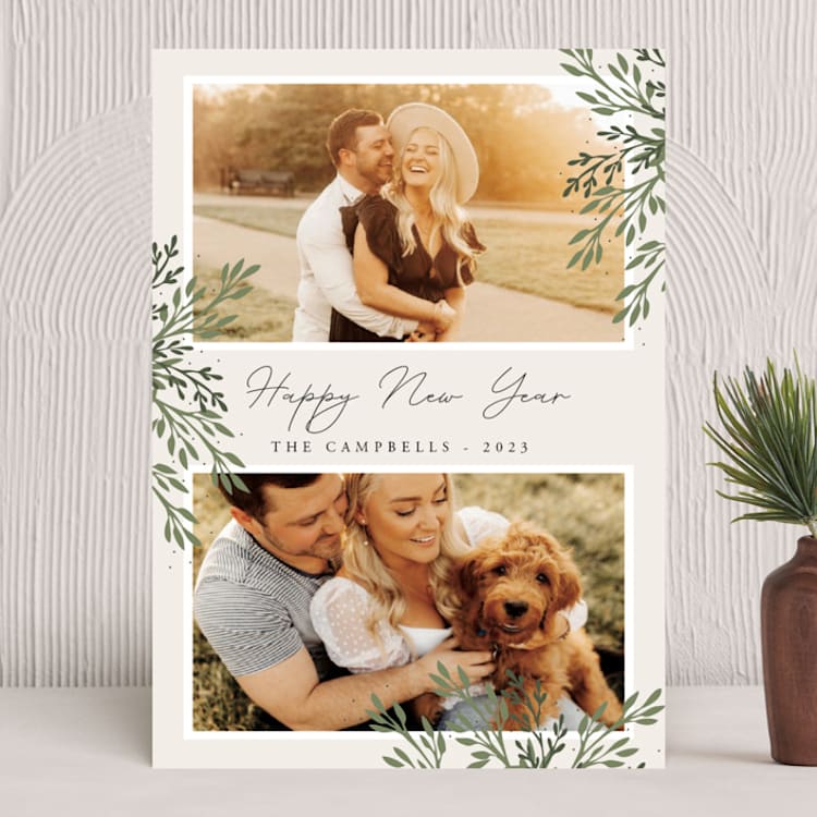 "fresh leaves" - Holiday Cards in Sand by Oma N. Ramkhelawan - Front