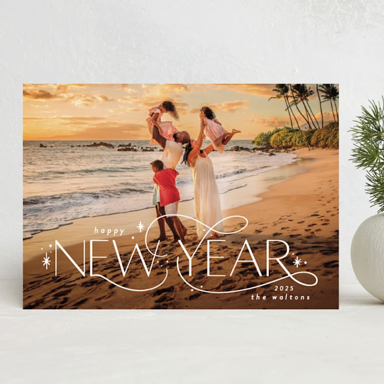 "Flourished Year" - Holiday Cards in Snow by Makewells - Front
