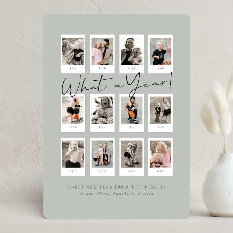 "What A Year!" - Holiday Cards in Wintermint by Meggy Masters - Front
