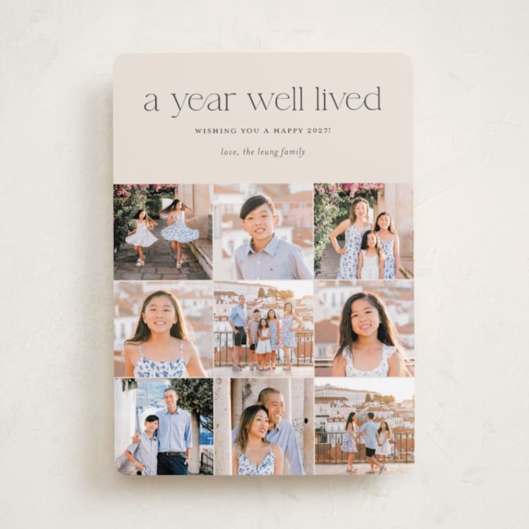 "Annual Review" - Holiday Cards in Eggnog by Shari Margolin - Front