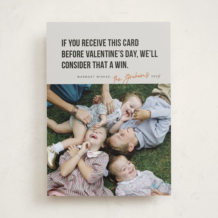 "New Year Win" - Holiday Cards in Tangerine by Karen Glenn - Front