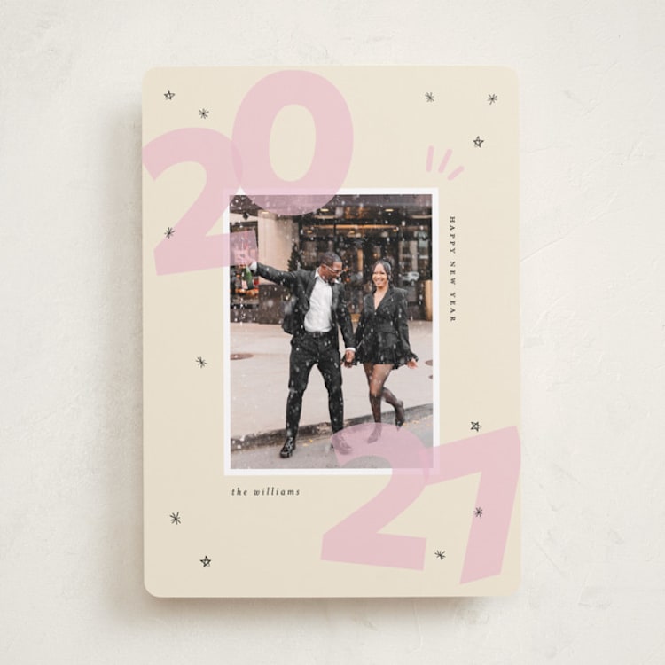 "Bold Beginning" - Holiday Cards in Blush by Ashley Iwafuchi - Front
