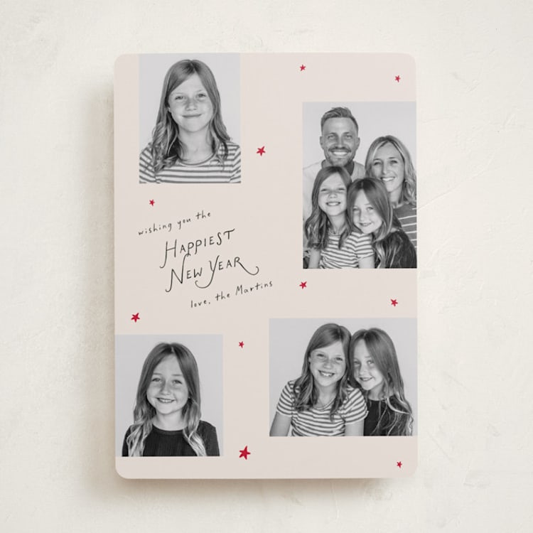 "Starry Year" - Holiday Cards in Champagne by Ilene Guy - Front