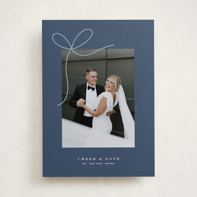 "Little Bow" - Holiday Cards in Blue Spruce by Yuliya Evseeva - Front