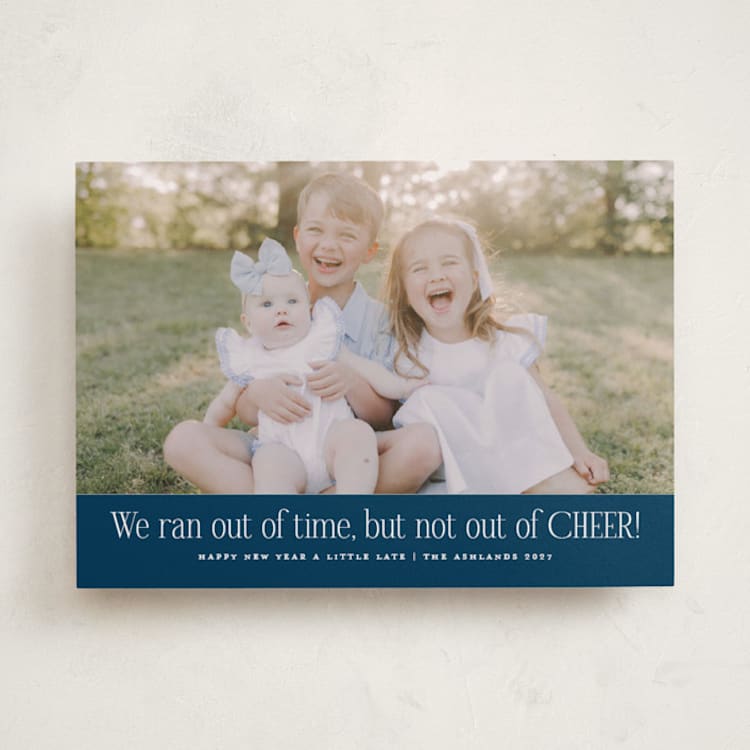 "Short on Time" - Holiday Cards in Navy by Erica Krystek - Front