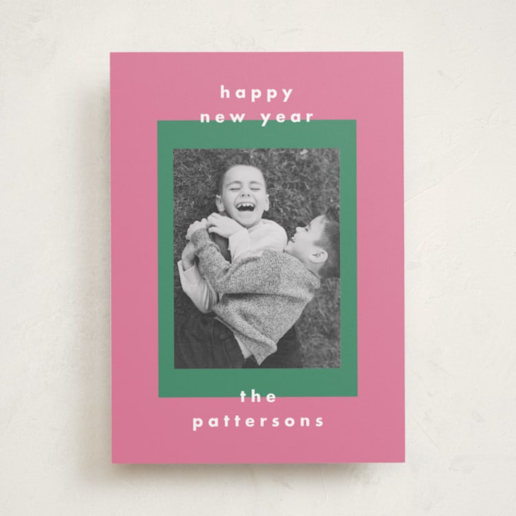 "Colorblock" - Holiday Cards in Watermelon by AK Graphics - Front