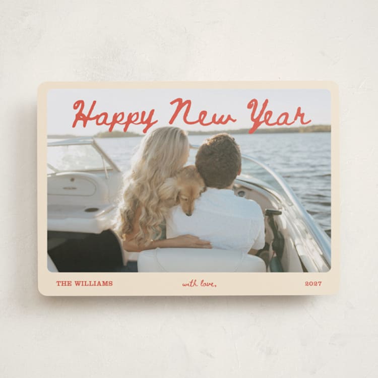 "Cheers to the New Year" - Holiday Cards in Peppermint by Rina Ozum - Front
