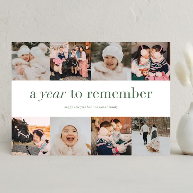 "A Year to Remember" - Holiday Cards in Watermelon by Alexandra Cohn - Front