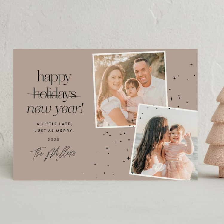 "A Little Late" - Holiday Cards in Cocoa by Stephanie Hawkes - Front