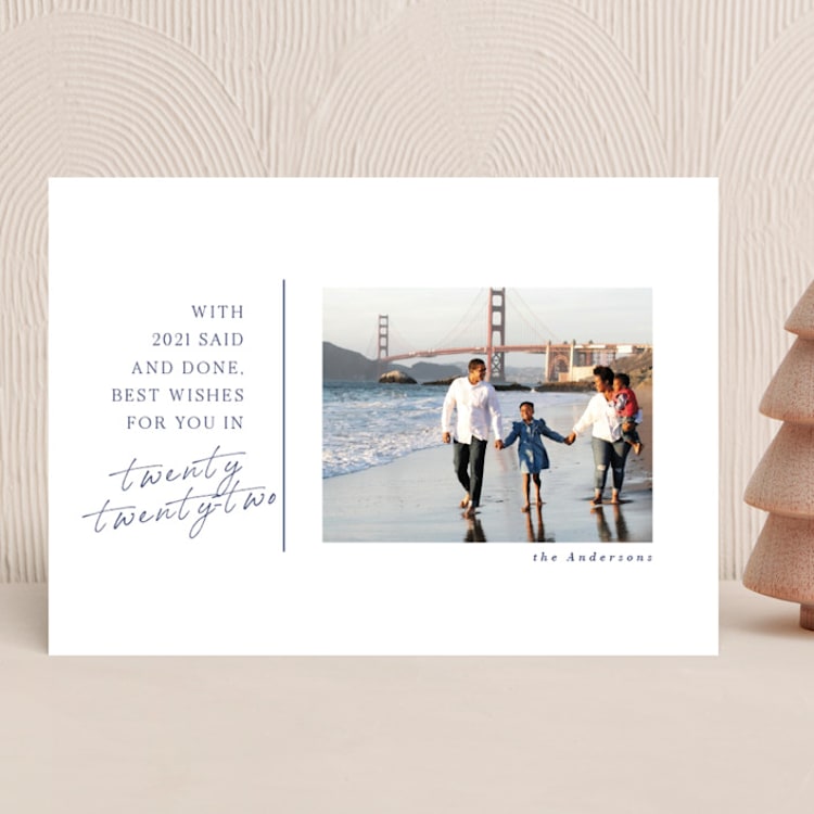 "Said and Done" - Holiday Cards in Navy by Jackie Mangiolino - Front
