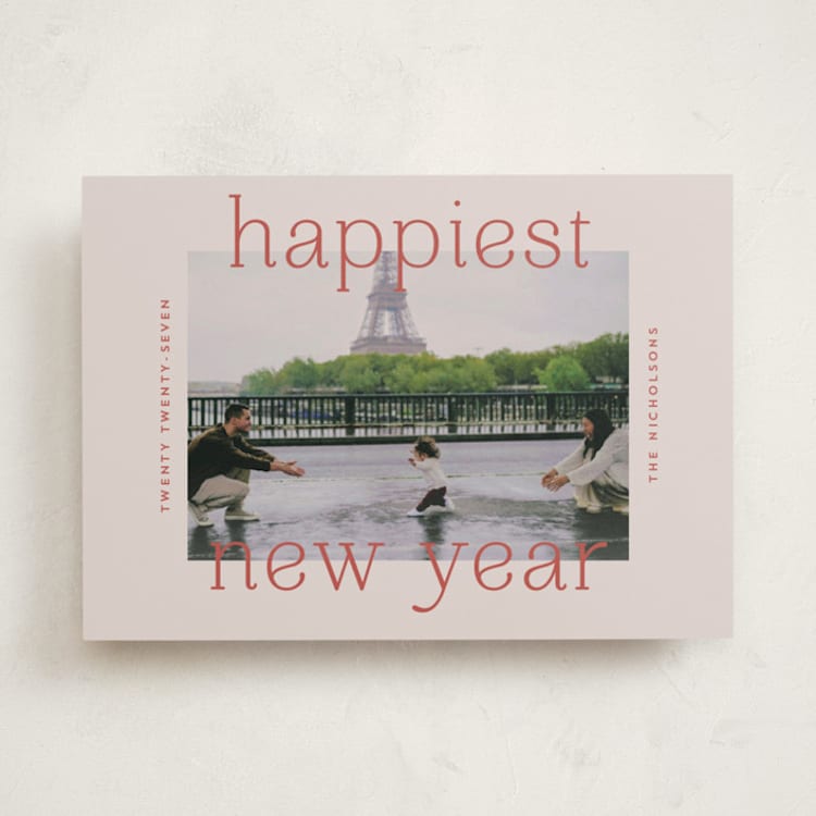 "H A P P I E S T" - Holiday Cards in Berry by lulu and isabelle - Front