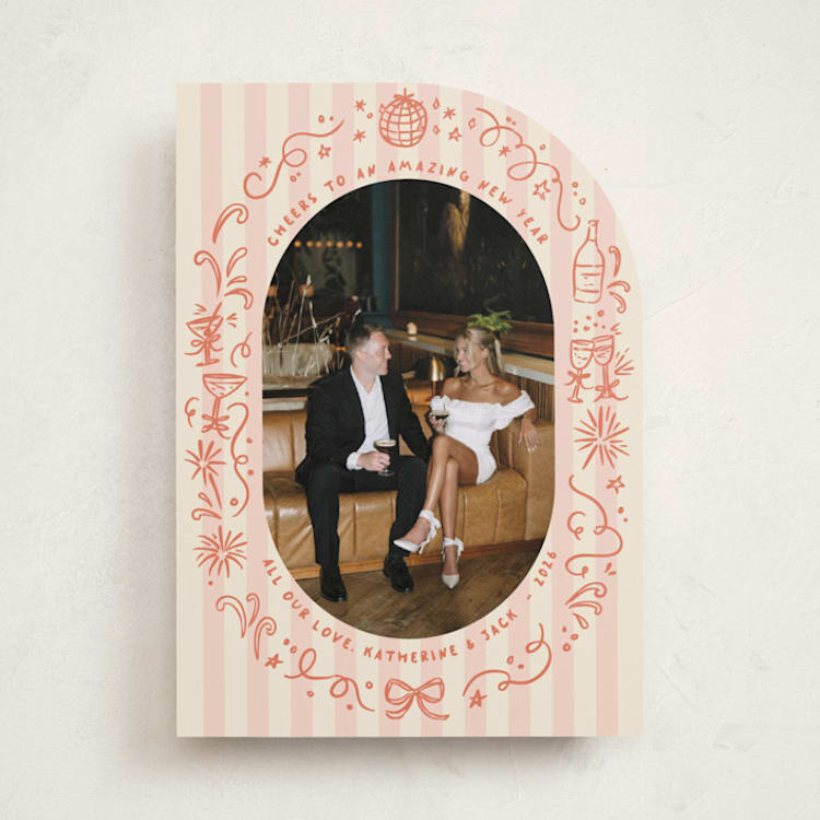 "Doodled cheers" - Holiday Cards in Poppy by Creo Study - Front