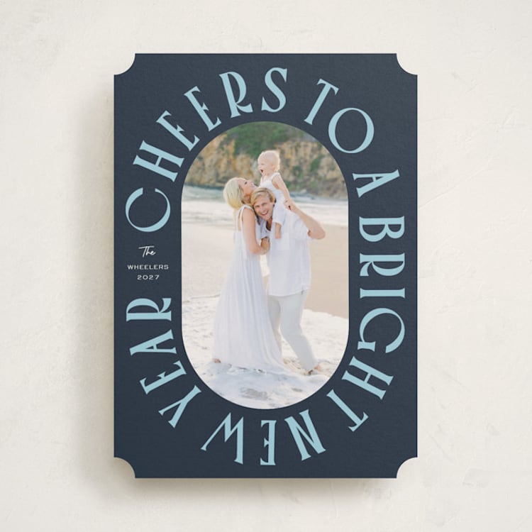 "Cheers to a Bright New Year" - Holiday Cards in Spruce by Erin German - Front
