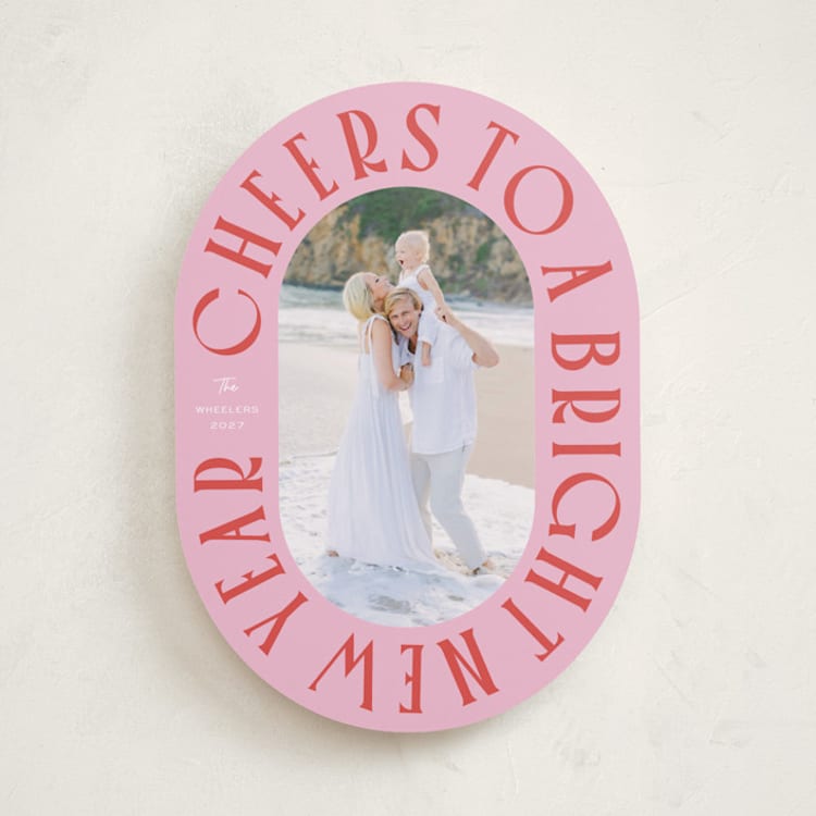 "Cheers to a Bright New Year" - Holiday Cards in Peppermint by Erin German - Front