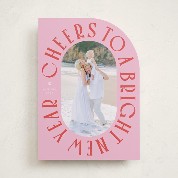 "Cheers to a Bright New Year" - Holiday Cards in Peppermint by Erin German - Front