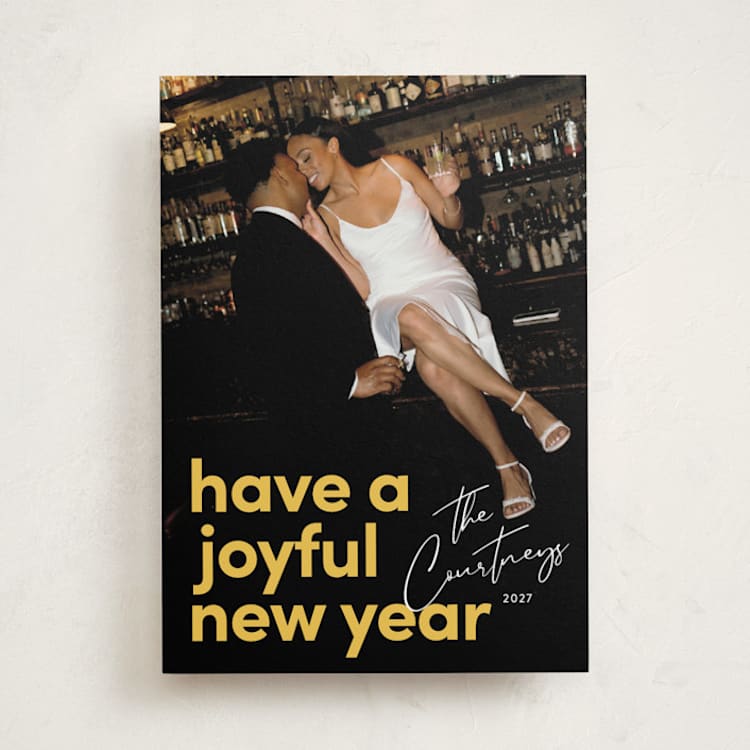 "Bright Message" - Holiday Cards in Goldenrod by Kacey Kendrick Wagner - Front