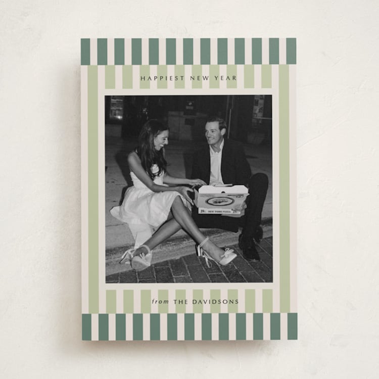 "Modern double stripe frame" - Holiday Cards in Grass by Jackie Crawford - Front