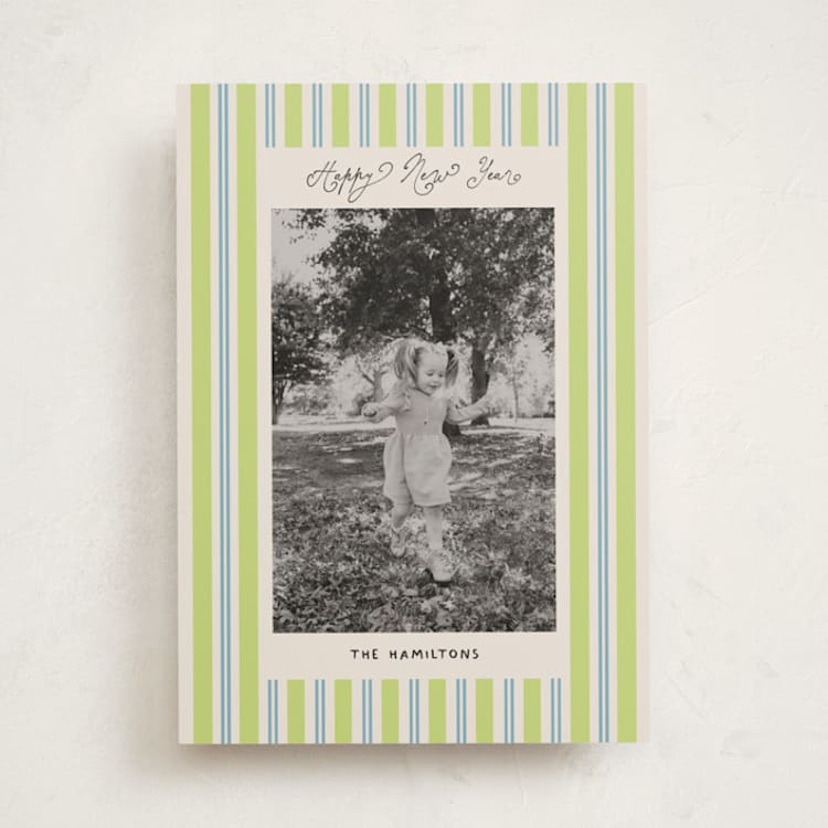 "stripes" - Holiday Cards in Lime by Benita Crandall - Front