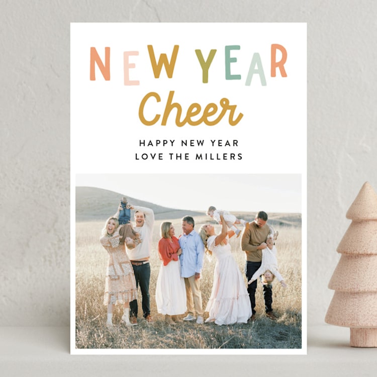 "Cheeky Cheer" - Holiday Cards in Candy Stripe by Darby McGuire - Front