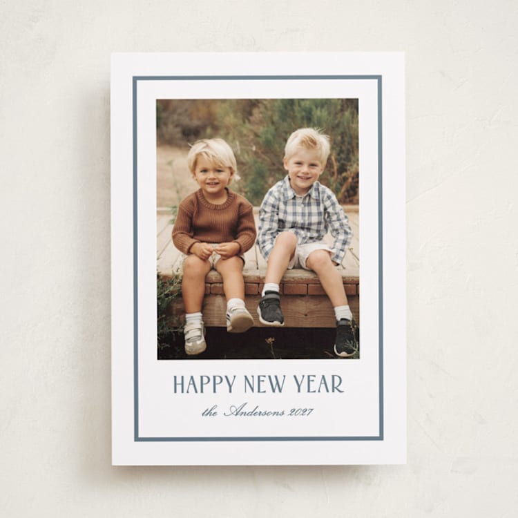 "Timeless Frame" - Holiday Cards in Denim by Nicole Walsh - Front