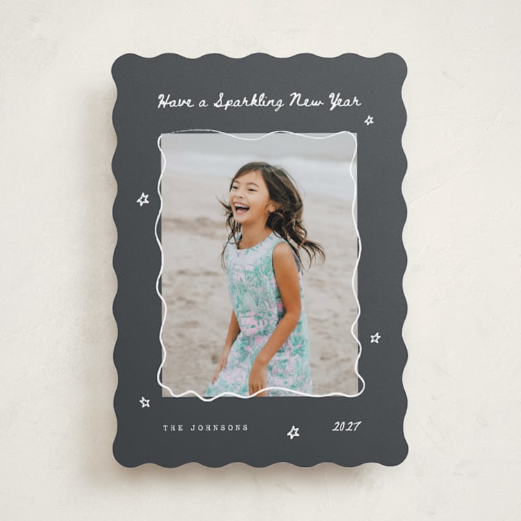 "New Year Doodles" - Holiday Cards in Steel by Mandy Lee - Front