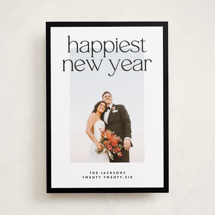 "Simple Border" - Holiday Cards in Charcoal by JoAnn Jinks - Front