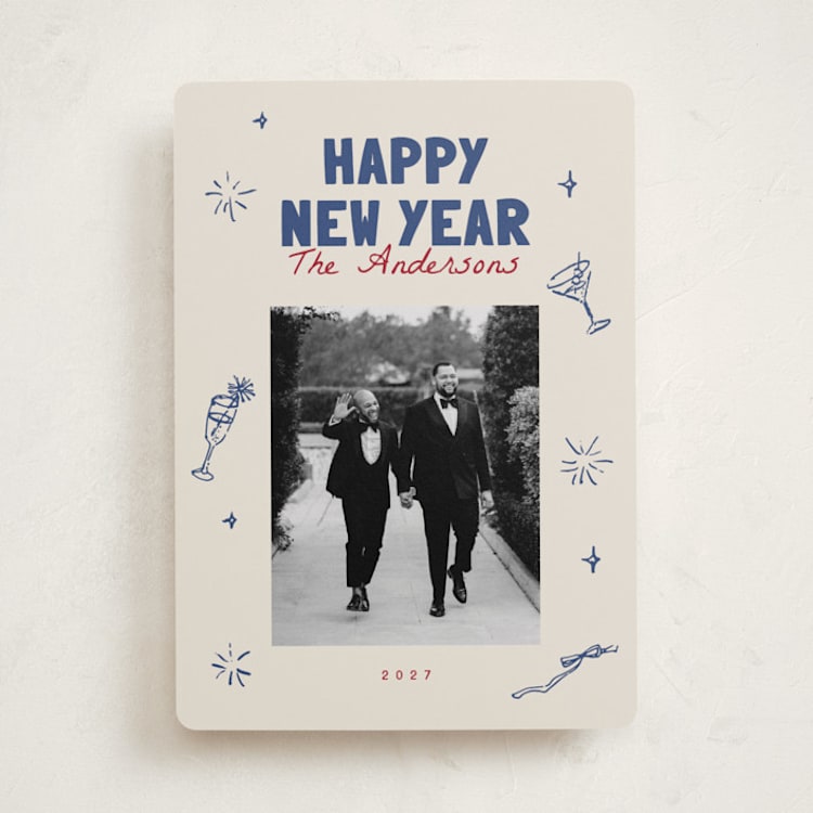 "Pop & Sparkle" - Holiday Cards in Navy by Cass Loh - Front