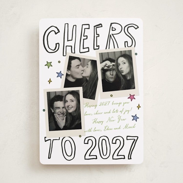 "Scrap Cheers" - Holiday Cards in Charcoal by Ashlee Townsend - Front