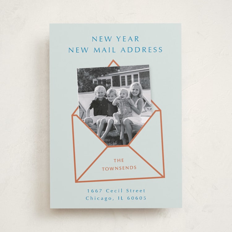 "new mail address" - Holiday Cards in Wintermint by lulu and isabelle - Front