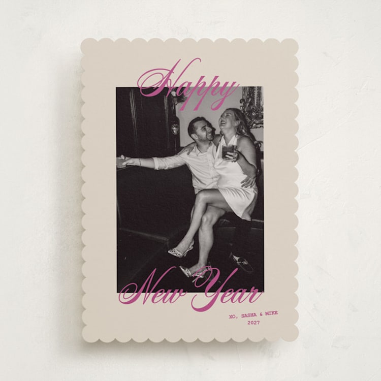 "Cosmo" - Holiday Cards in Raspberry by Inkblot Design - Front