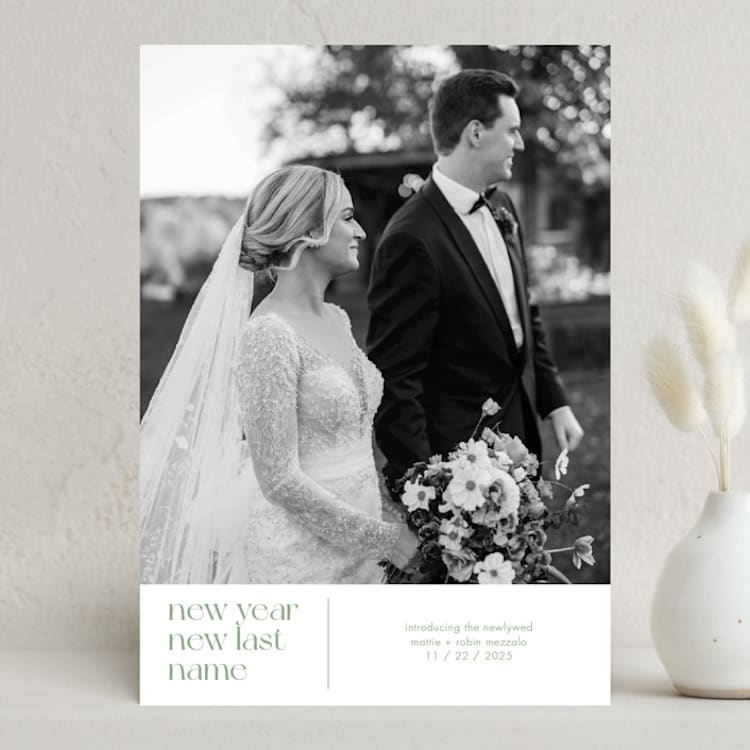 "new last name" - Holiday Cards in Sage by Bramble Studio - Front