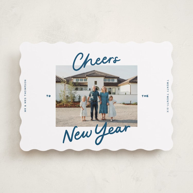 "A Simple Cheers" - Holiday Cards in Blue Jeans by Abbigail Lim - Front