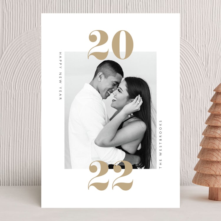"twenty-twenty-one" - Holiday Cards in Brushed Brass by Erin Deegan - Front