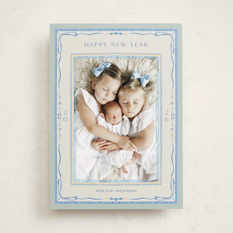 "Delicate botanical frame" - Holiday Cards in Wintermint by Lucrecia Caporale - Front
