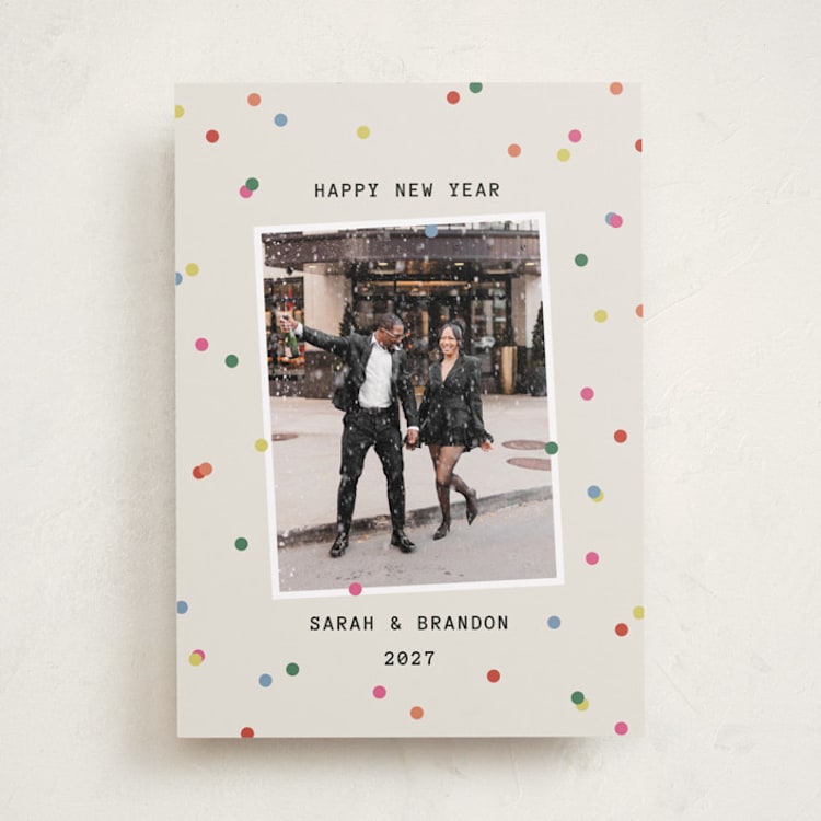 "Confetti Moment" - Holiday Cards in Ecru by Kercia Jane - Front