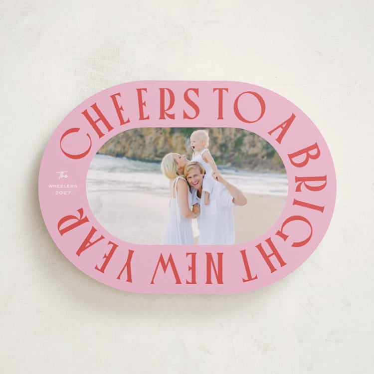 "Cheers to a Bright New Year" - Holiday Cards in Peppermint by Erin German - Front