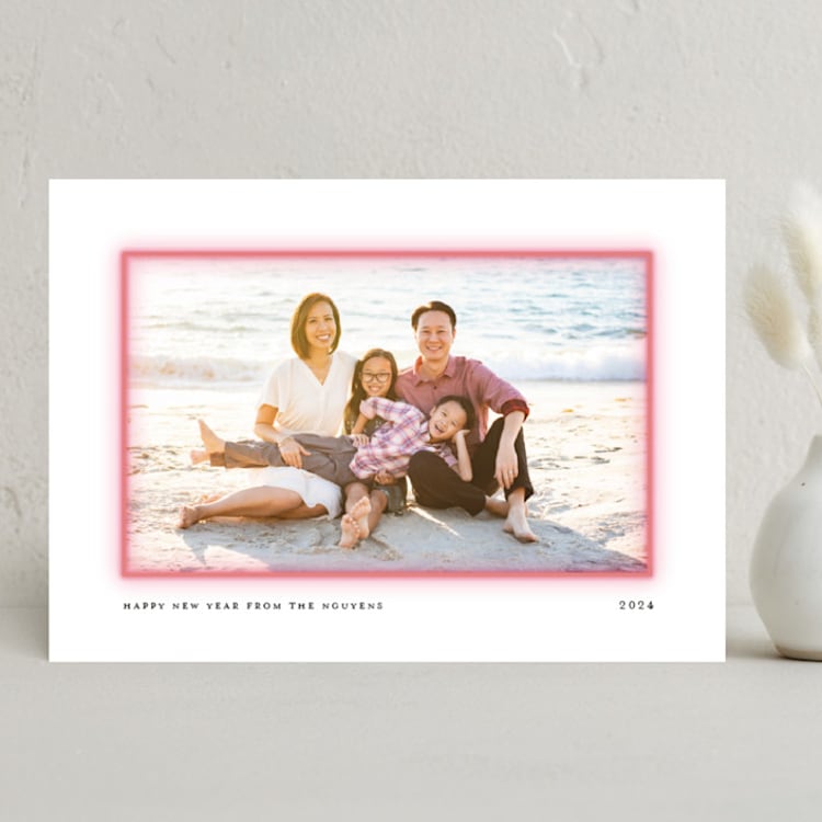 "Neon Frame" - Holiday Cards in Cherry by Liz Conley - Front