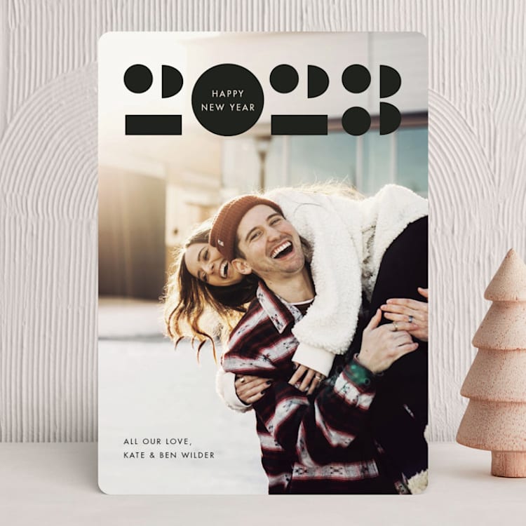 "Graphique" - Holiday Cards in Coal by Annie Clark - Front