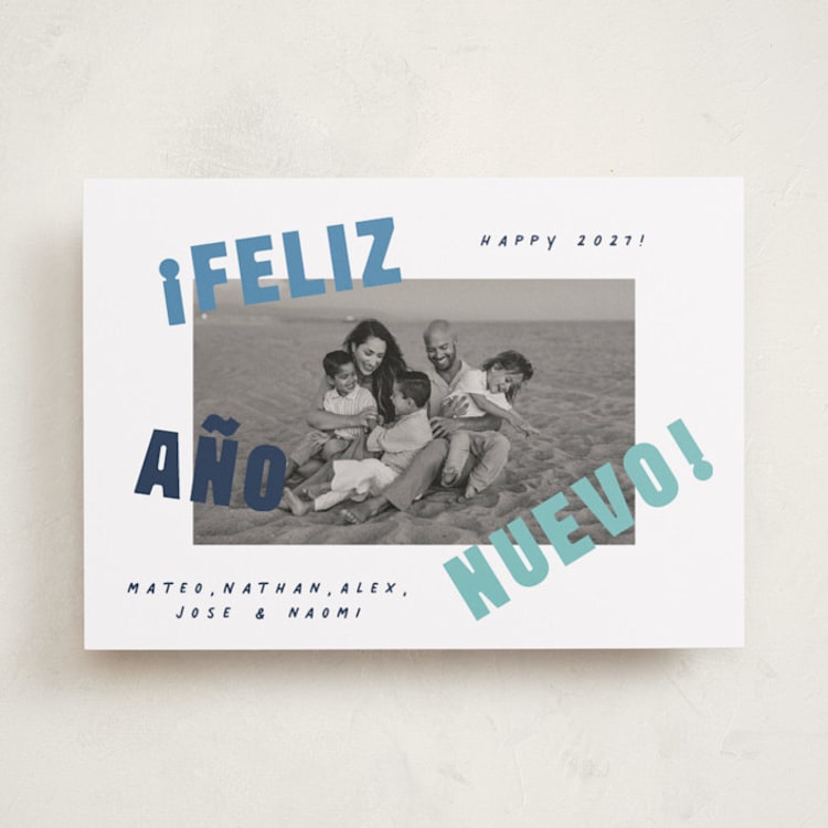 "Año Nuevo" - Holiday Cards in Parakeet by Olivia Raufman - Front
