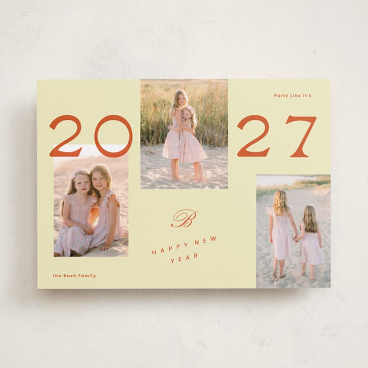 "A Bold Year" - Holiday Cards in Buttercream by Rachel Cassel - Front