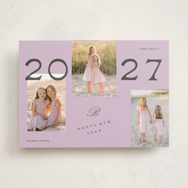 "A Bold Year" - Holiday Cards in Lavender by Rachel Cassel - Front